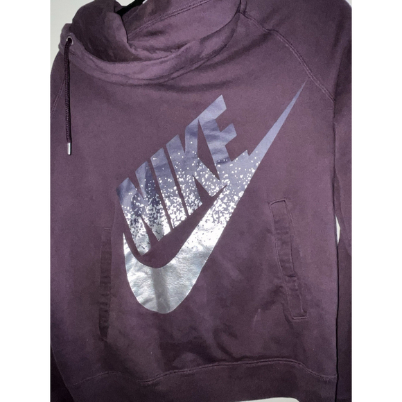 NIKE Womens Sweatshirt Purple Funnel Hoodie Pullover Camouflage Logo Size M - Picture 11 of 11